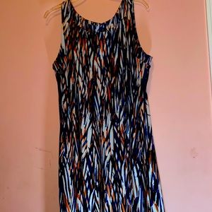 Blue,orange,white and black dress